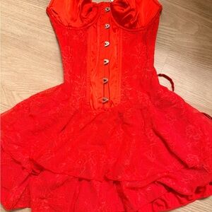 Elegant Red Lace Corset Dress
